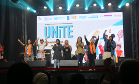 Stand-up Comedians and Musicians Unite in Ending Violence against Women and Girls. Photo: Lucky Putra/UNFPA Indonesia
