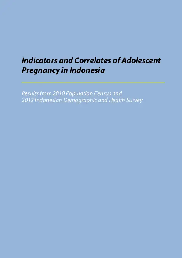 Indicators and Correlates of Adolescent Pregnancy in Indonesia