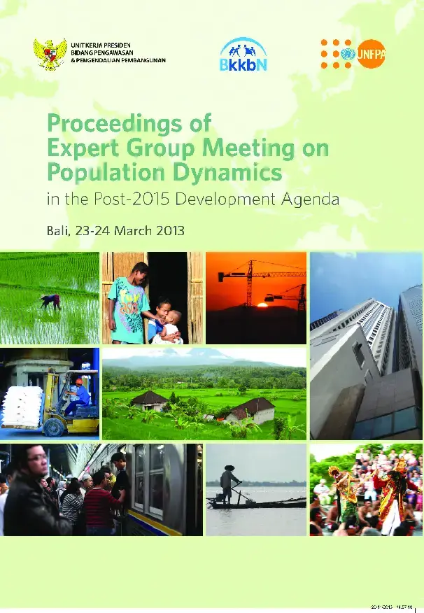 Proceedings of Expert Group Meeting on Population Dynamics in the Post 2015 Development Agenda